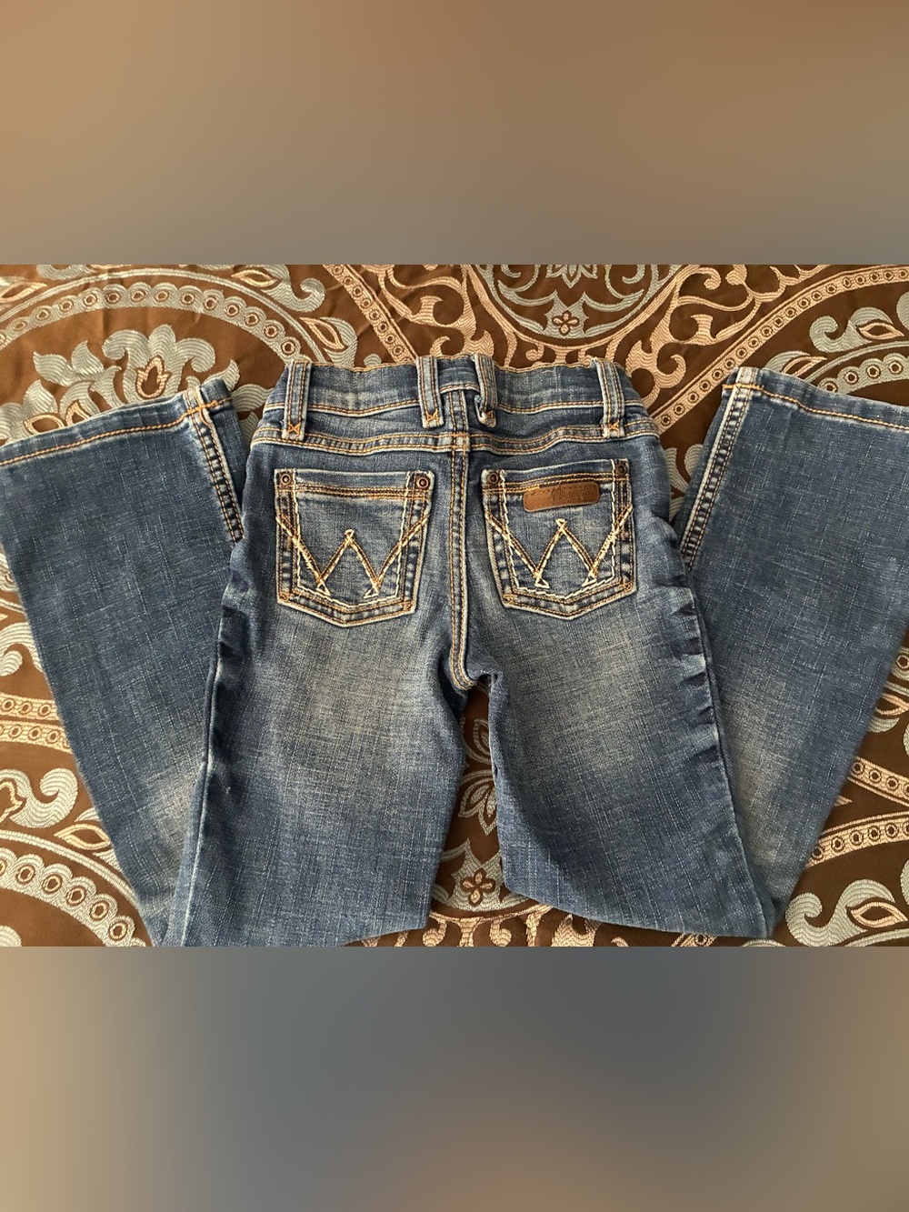 Wrangler Blue Kids Embroidered Back-Pocket Jeans